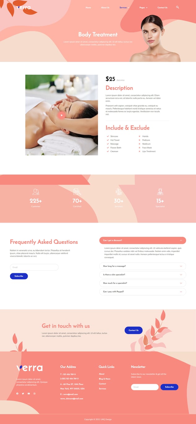Verra Skincare & Dermatology Elementor Template Kit, WP Template Kits